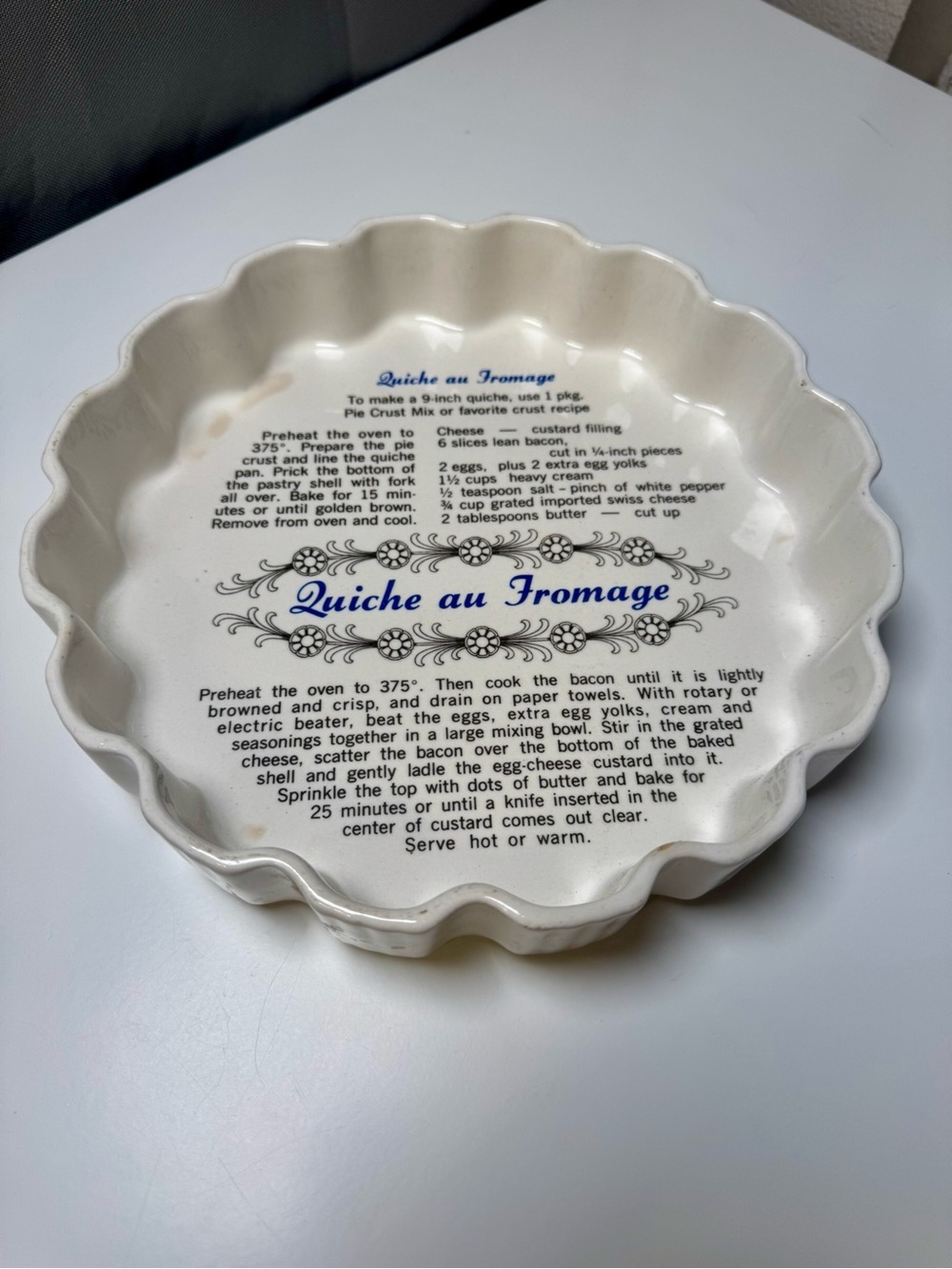 Quiche au Fromage Ceramic Quiche Dish in Cream, California Pottery